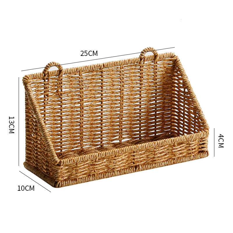 Rustic Rattan Wall Storage Basket