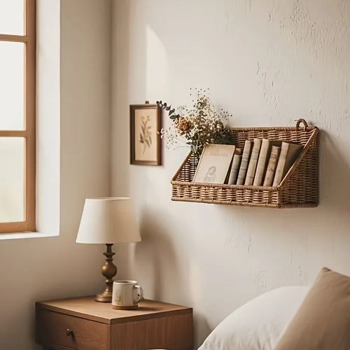 Rustic Rattan Wall Storage Basket