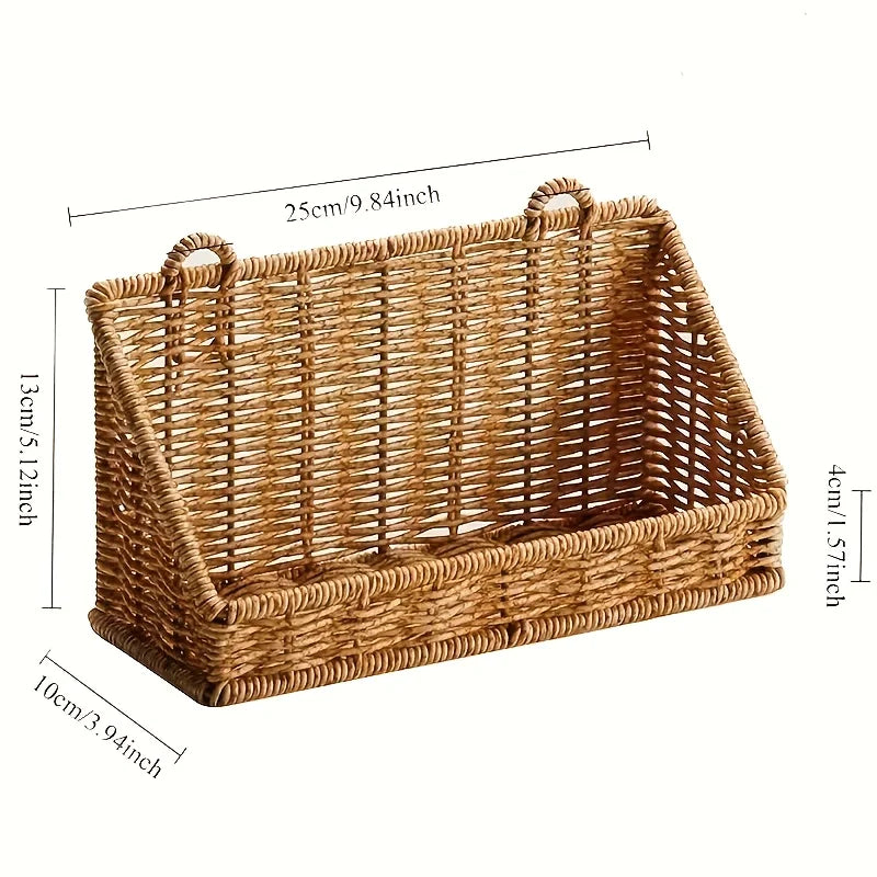 Rustic Rattan Wall Storage Basket