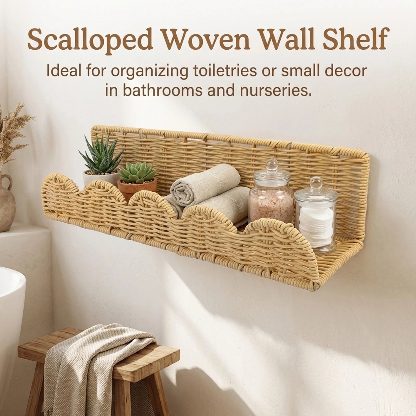 Wicker Wall Storage Basket Rack