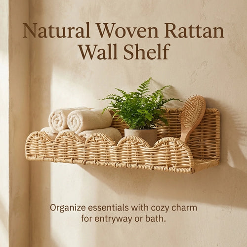 Wicker Wall Storage Basket Rack