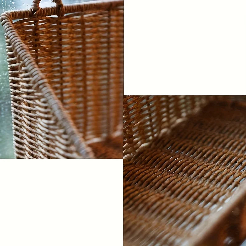 Rustic Rattan Wall Storage Basket